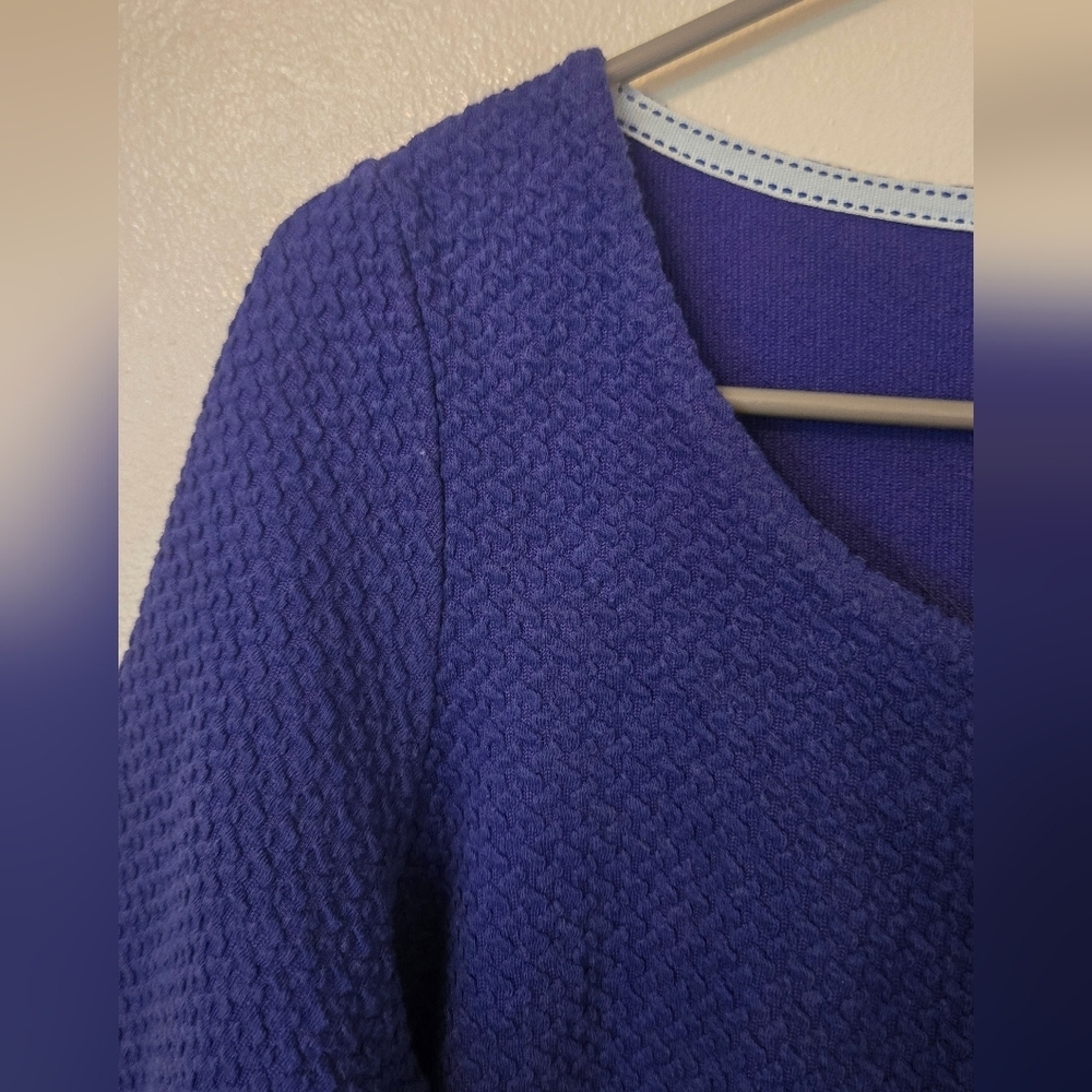 9-H15 x Anthropologie| Blue Textured Short Sleeve Top Size Large - Picture 3 of 9